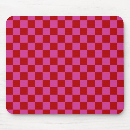 Rot + Rosa Karo Prüfmuster Mousepad (Vorne)