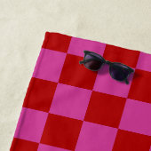 Rot + Rosa Karo Prüfmuster Strandtuch (Beispiel)