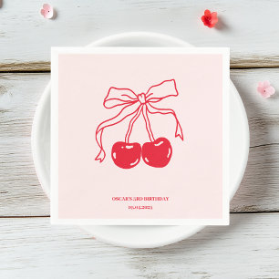Rot-Rosa-Kirsche Geburtstagsparty Serviette