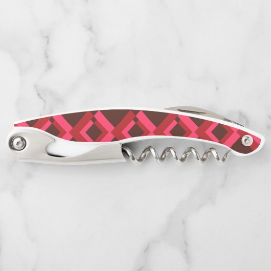 Rot, Rosa, kühn, lebhaft, cool, trendig geometrisc Kellnermesser (Vorderseite)