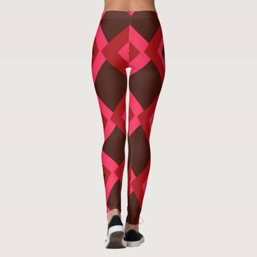 Rot, Rosa, kühn, lebhaft, cool, trendig geometrisc Leggings (Rückseite)
