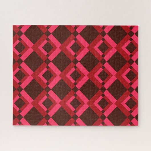 Rot, Rosa, kühn, lebhaft, cool, trendig geometrisc Puzzle (Horizontal)