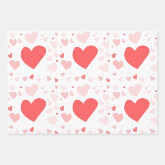 Rot, Rosa, Liebe, Herz-Valentine Geschenkpapier Set (Vorderseite)