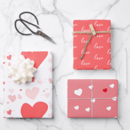 Rot, Rosa, Liebe, Herz-Valentine Geschenkpapier Set
