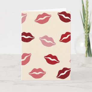 Rot rosa Lippen Valentinstagskarte Karte