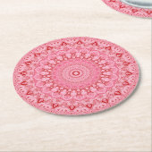 Rot-Rosa-Mandala-Muster Runder Pappuntersetzer (Angewinkelt)