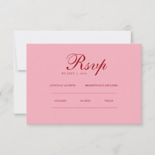 Rot rosa Minimalist Elegant RSVP & QR Website Karte