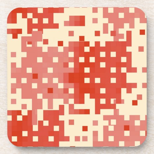 Rot-Rosa-Pixel-Muster Getränkeuntersetzer (Vorderseite)