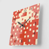 Rot-Rosa-Pixel-Muster Quadratische Wanduhr (Winkel)
