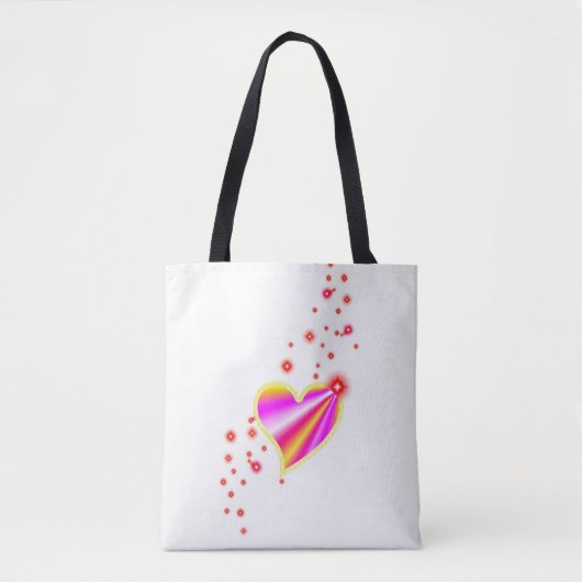Rot-Rosa-Regenbogenherz mit Sternen Tasche (Vorderseite)