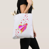 Rot-Rosa-Regenbogenherz mit Sternen Tasche (Von Nahem)