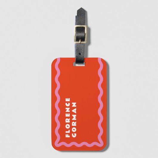 Rot-Rosa-Schnauze mit Text Gepäckanhänger (Vorderseite Vertikal)