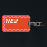 Rot-Rosa-Schnauze mit Text Gepäckanhänger<br><div class="desc">Ein trendiger Einzug in den gewellten Rahmen in rosa auf Kirschrot mit einfachem bearbeitbarem Text zur einfachen Anpassung mit Namen und Adresse.</div>