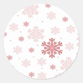 Rot/Rosa Schneeflocken - Winterkleber Runder Aufkleber