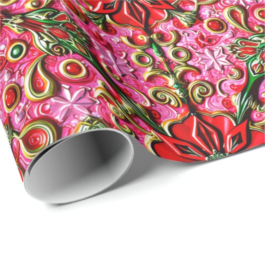 ~ Rot, Rosa und Gold ~ Geschenkpapier (Rolleneckpunkt)