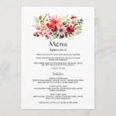Rot, Rosa und Grüne Blumenhochzeit Menükarte (Vorderseite)
