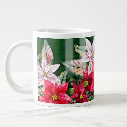 Rot, Rosa und Lachs Poinsettias Jumbo-Tasse (Links)