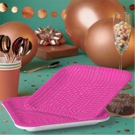 Rot, Rosa und lila Farbstriche überlappen sich und Pappteller