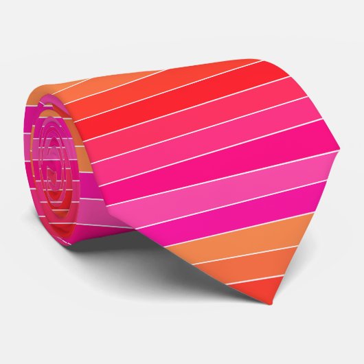 Rot, Rosa und Orange Streifen Krawatte (Gerollt)