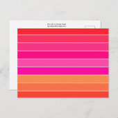 Rot, Rosa und Orange Streifen Postkarte (Vorne/Hinten)