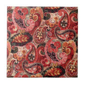Rot, Rosa und Vintag Paisley Floral Fliese (Vorderseite)