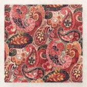 Rot, Rosa und Vintag Paisley Floral Glasuntersetzer (Vorderseite)