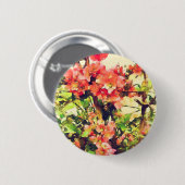 Rot Rosa Wasserfarben Blumenmuster 1 Button (Vorne & Hinten)