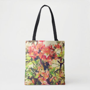 Rot Rosa Wasserfarben Blumenmuster 1 Tasche