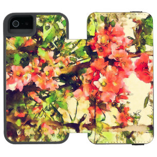 Rot Rosa Wasserfarbenes Floralmuster 1 Incipio Watson™ iPhone 5 Geldbörsen Hülle