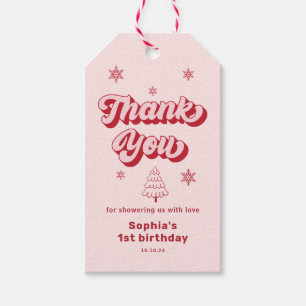 Rot Rosa Weihnachten Geburtstag Danke Gefallen Geschenkanhänger