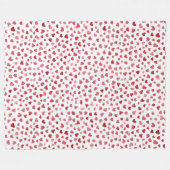 Rot Rosa Weiße Herzen Liebe Fleecedecke (Vorderseite (Horizontal))