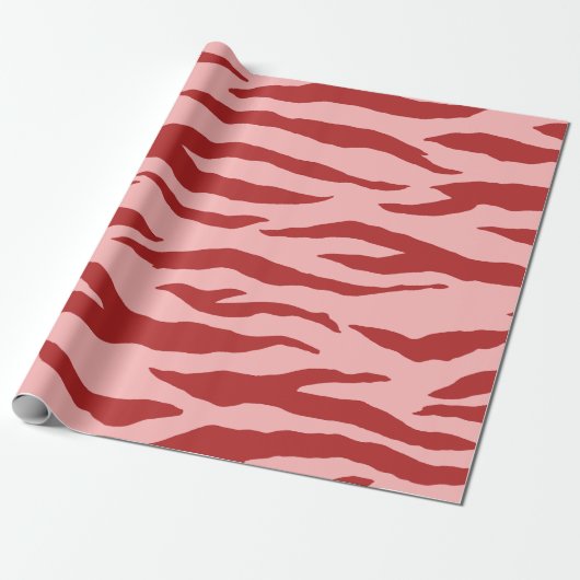 Rot-Rosa-Zebra-Muster Geschenkpapier (Ungerollt)