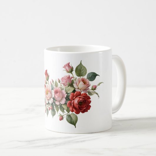 Rot-Rose-Swag Kaffeetasse (VorderseiteRechts)
