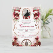 Rot & Rot Rustikale Elegance Charro Quinceanera Einladung (Stehend Vorderseite)