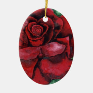 "Rot, Rote Rose" Blumendekoration Keramikornament