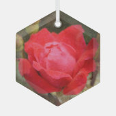 Rot, Rote Rose Ornament Aus Glas (Vorderseite)