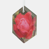 Rot, Rote Rose Ornament Aus Glas (Vorderseite Links)