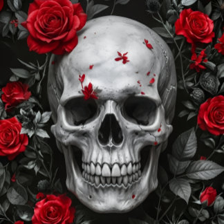 Rot rote Rosen Schädel – Decoupage Papier