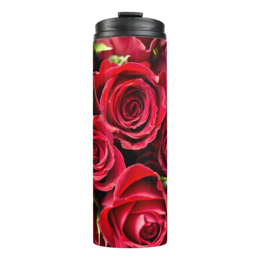 Rot, rote Rosen Thermosbecher (Vorderseite)