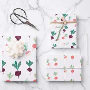 Rot, Rübenpapier, Set 3 Geschenkpapier Set