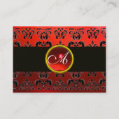 ROT RUBY BLACK DAMASK MONOGRAM, VISITENKARTE (Rückseite)