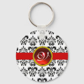 ROT RUBY DAMASK MONOGRAM, SCHLÜSSELANHÄNGER (Vorderseite)