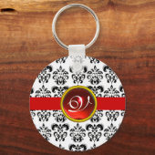 ROT RUBY DAMASK MONOGRAM, SCHLÜSSELANHÄNGER (Vorderseite)