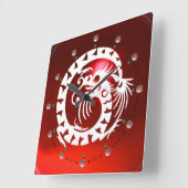 ROT RUBY UND WEISSE SCHLANKE DRAGON ,PINK GEMSTONS QUADRATISCHE WANDUHR (Winkel)