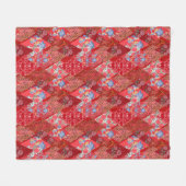 Rot, rustikal, Patchwork Fleecedecke (Vorderseite (Horizontal))