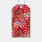 Rot, rustikal, Patchwork Geschenkanhänger (Rückseite)