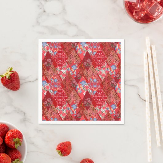 Rot, rustikal, Patchwork Serviette (Beispiel)