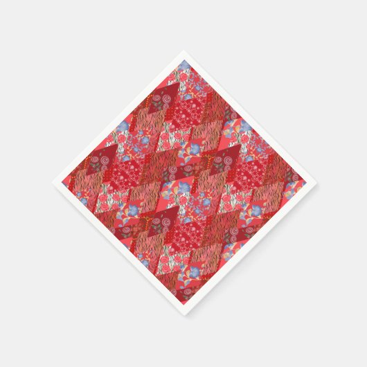 Rot, rustikal, Patchwork Serviette (Ecke)