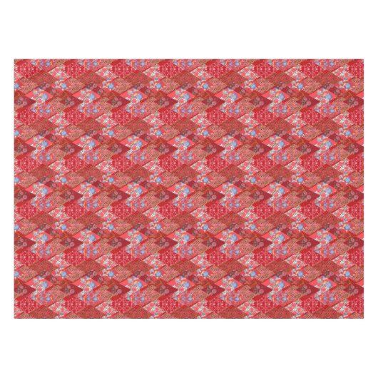 Rot, rustikal, Patchwork Tischdecke (Vorderseite (Horizontal))