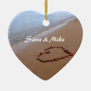 Rot schaukelt Herz-Strand-Verzierung Keramikornament